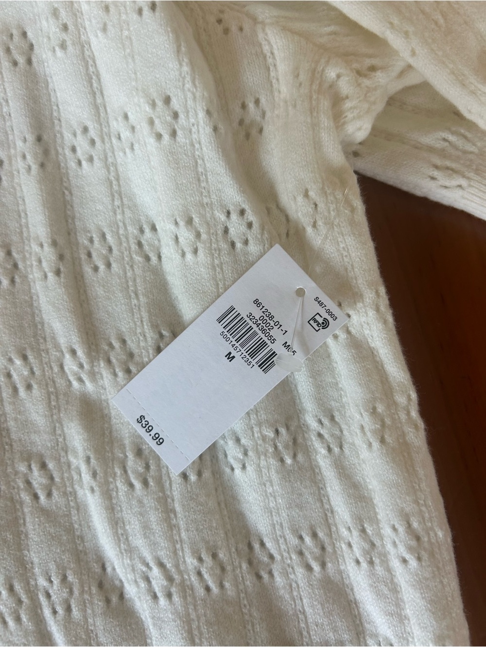 Old Navy Cream Eyelet Polo Sweater - Picture 4 of 5